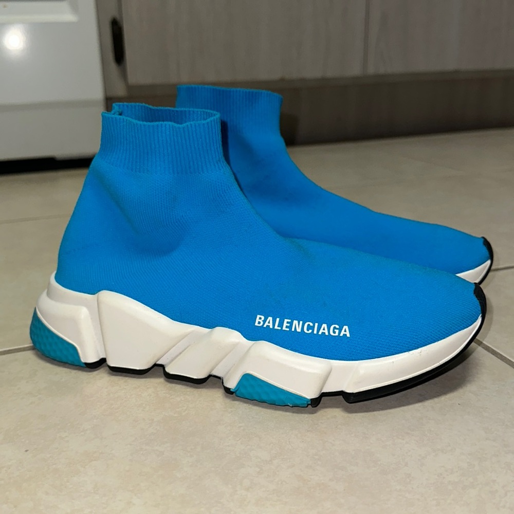 Balenciaga Blue Speed Knit Sneakers